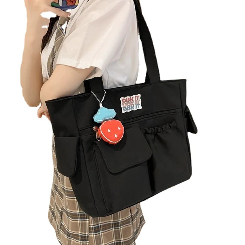Casual Women Tote Bag Large Capacity Solid Nylon Female Single Shoulder Bag