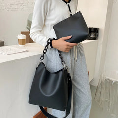 Casual Simply Buckets Pu Leather Shoulder Bag