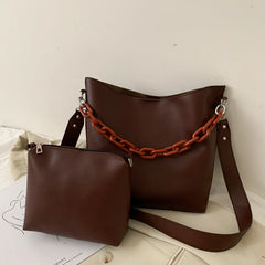 Casual Simply Buckets Pu Leather Shoulder Bag