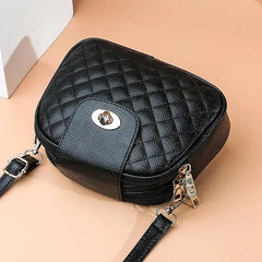 Casual Small Bag Shoulder Crossbody Bag Women's Pu Leather Diamond Round Bag