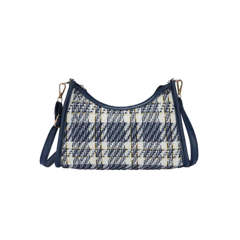 Soft Leather Plaid Armpit Women's Bag Crossbody Handbag