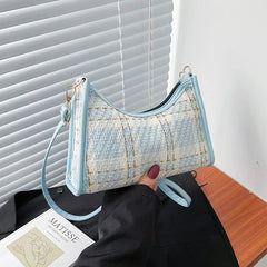 Soft Leather Plaid Armpit Women's Bag Crossbody Handbag