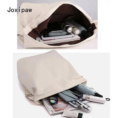 Casual Solid Handbag Shoulder Bag for Women Large Capacity Canvas Bag