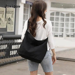 Casual Solid Handbag Shoulder Bag for Women Large Capacity Canvas Bag