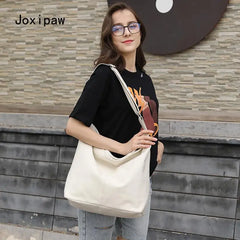 Casual Solid Handbag Shoulder Bag for Women Large Capacity Canvas Bag