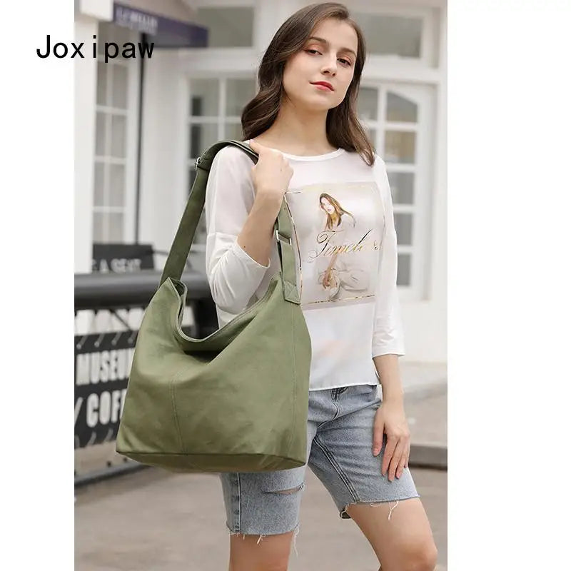 Casual Solid Handbag Shoulder Bag for Women Large Capacity Canvas Bag