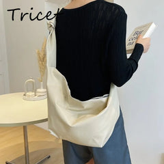 Casual Solid Crossbody Bag Large Capacity Soft Lady Shoulder Bag