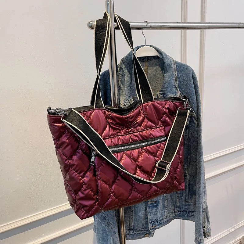 Soft Quilted Cotton Crossbody Messenger Bag Big Tote Handbags