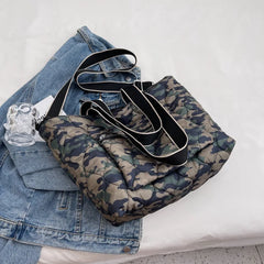 Soft Quilted Cotton Crossbody Messenger Bag Big Tote Handbags