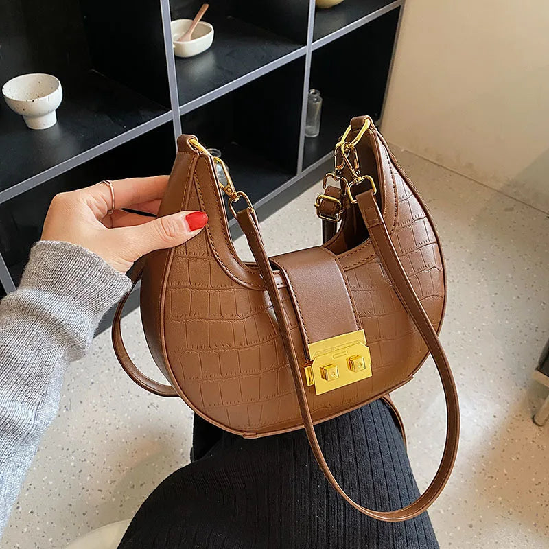 Stone Print Hand Carrying Dumpling Bag - Female Shoulder Bag
