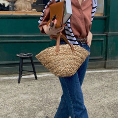 Casual Straw Women Shoulder Bags Woven Handbag Summer Beach Tote Shopping Bags