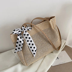 Casual Straw Woven Women Shoulder Bag Knitting Handbag Large Capacity Summer B