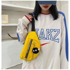 Casual Street Chest Bag Women Solid Fanny Belt Pouch Chain Zipper