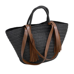 Tassel Straw Bag Woven Shoulder Purse Bohemian Beach Tote