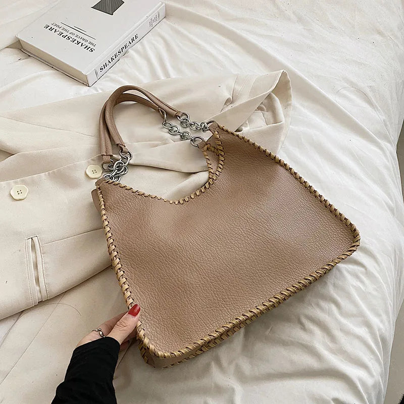 Vintage Soft Leather Tote Bag for Women