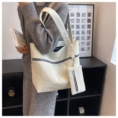 Casual Tote Bag Large Capacity Corduroy Women's Handbag