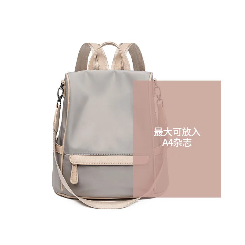 Casual Travel Backpack for Women Waterproof Nylon Anti-theft School Bag