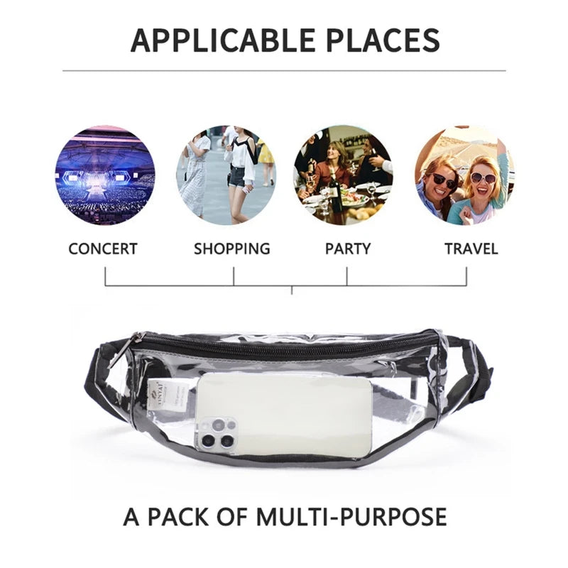 Women's Clear Sling Chest Pouch Waist Pack Crossbody Purse