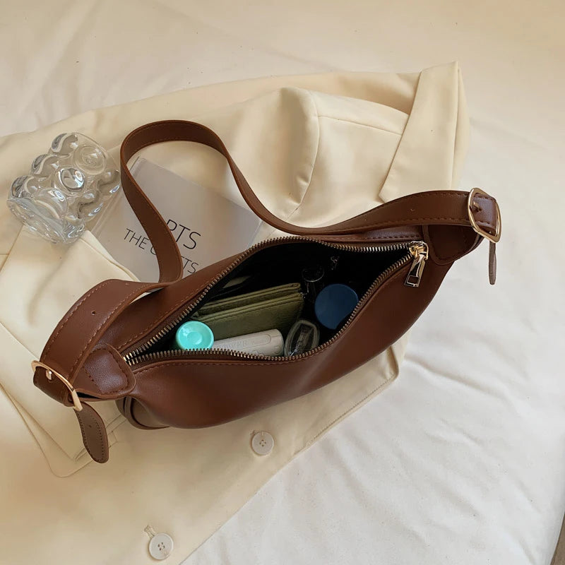Vintage Leather Crossbody Bag for Women Handmade Brown