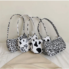 Leopard Print Shoulder Bag Women Canvas Handbag Purse