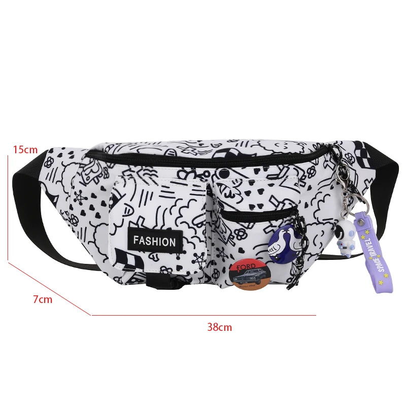 Nylon Fanny Pack Women's Waist Bag Cartoon Belt Handy Packs Banana Chest Bag