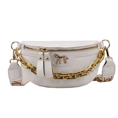 Women's Leather Crossbody Bag Chain Chest Bag Shoulder Fanny Packs