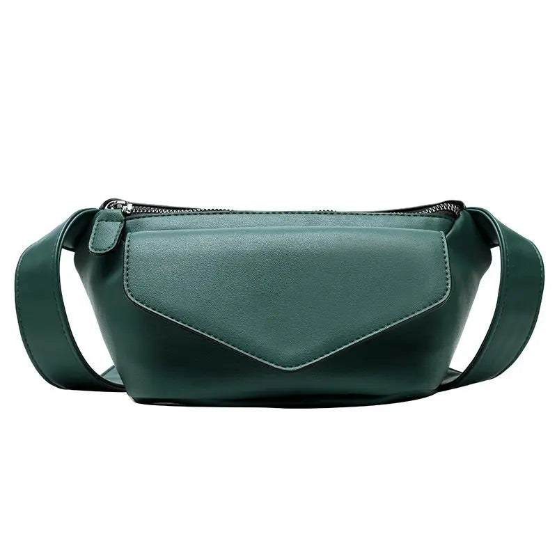 Green Leather Shoulder Bag Travel Chest Fanny Pack Belt Purses