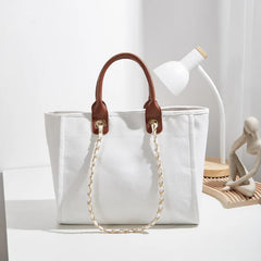 Casual Canvas Handbag Large Capacity Shoulder Tote Bag Chain Messenger Bag