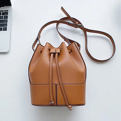 Women's PU Leather Draw Bucket Shoulder Bag