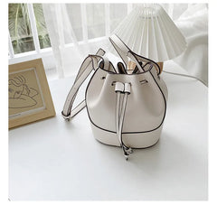 Women's PU Leather Draw Bucket Shoulder Bag