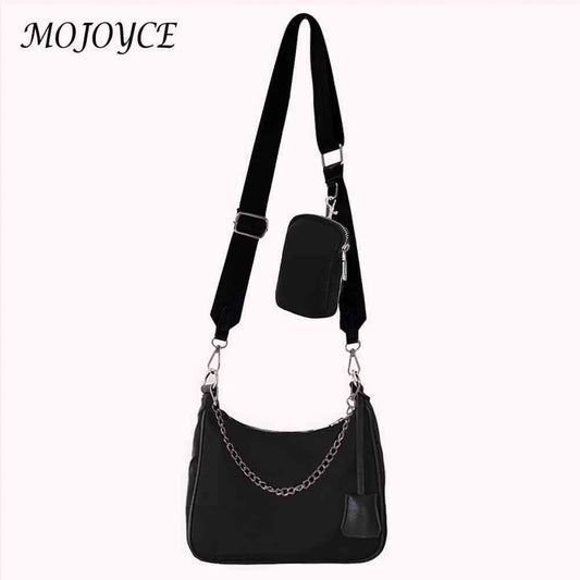 Casual Women Messenger Bags Nylon Chain Crossbody Handbags 3 in 1 Underarm Bag