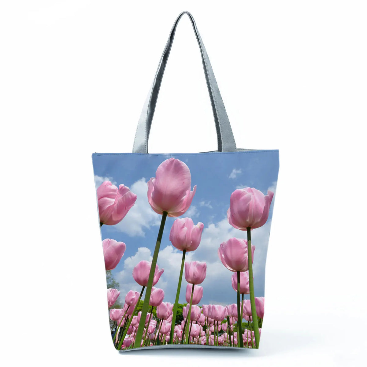 Casual Women Shopping Tote Bags High Tulip Floral Print Handbags