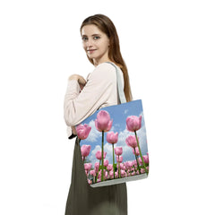 Casual Women Shopping Tote Bags High Tulip Floral Print Handbags
