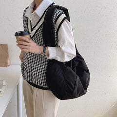 Casual Women Shoulder Bag Nylon Solid Wide Strap Crossbody Bag Light Travel