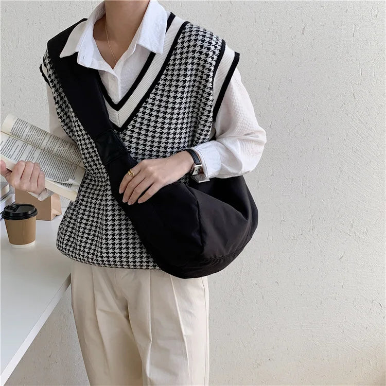 Casual Women Shoulder Bag Nylon Solid Wide Strap Crossbody Bag Light Travel