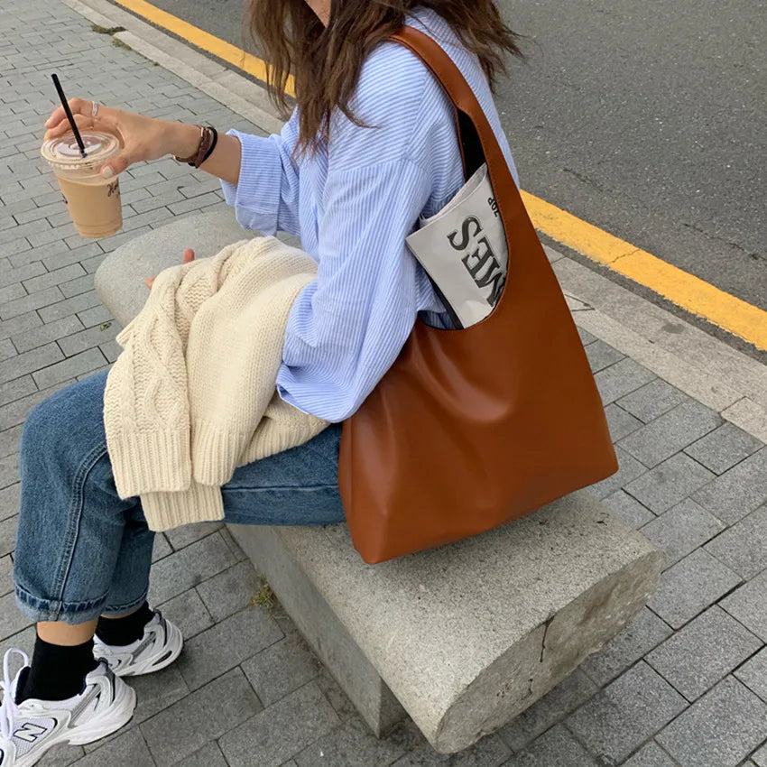 Casual Women Shoulder Bag PU Leather Tote Handbag