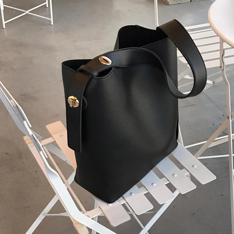 Casual Women Shoulder Bags, PU Leather Bucket Crossbody Bags
