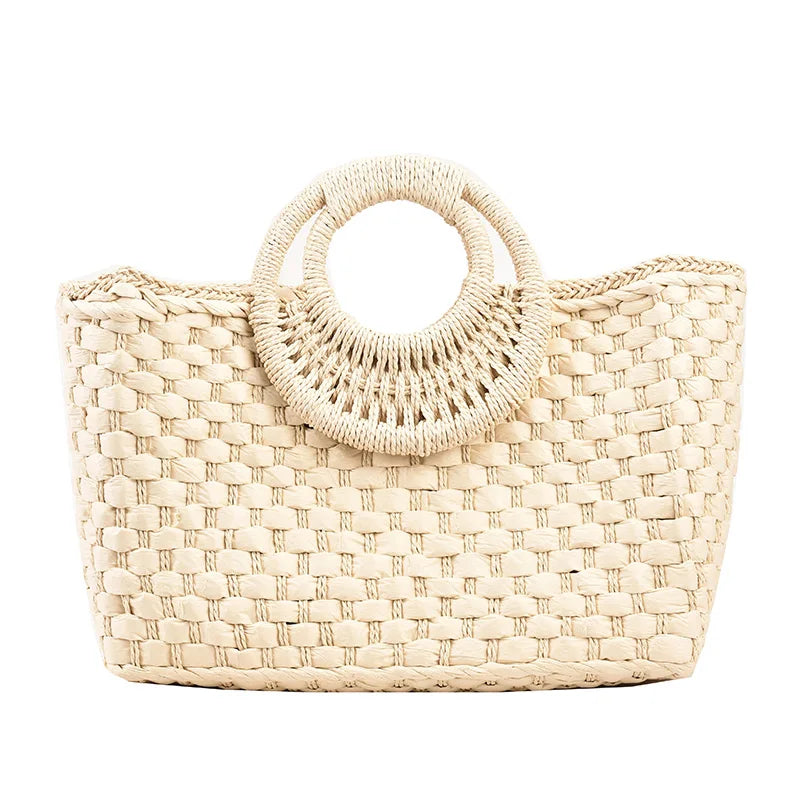 Women Straw Handbag Large Capacity Beach Tote Bag
