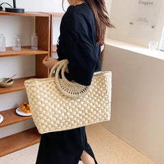 Women Straw Handbag Large Capacity Beach Tote Bag