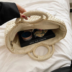 Women Straw Handbag Large Capacity Beach Tote Bag