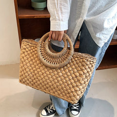 Women Straw Handbag Large Capacity Beach Tote Bag