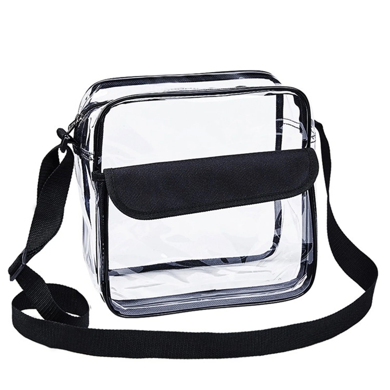 Casual Women's Clear Crossbody Bag Adjustable PVC Zipper Strap