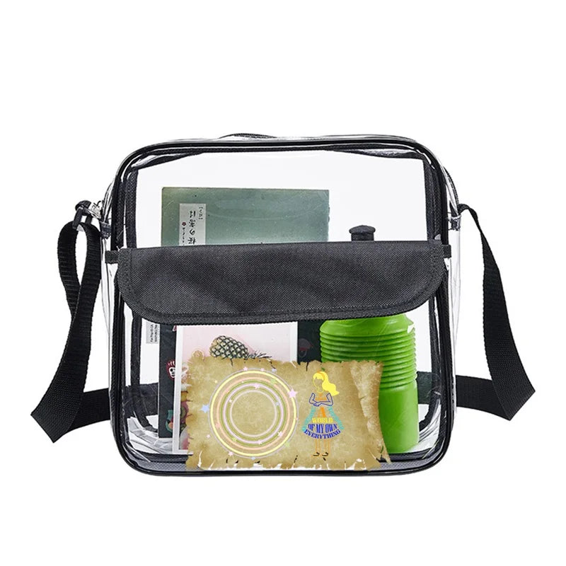 Casual Women's Clear Crossbody Bag Adjustable PVC Zipper Strap
