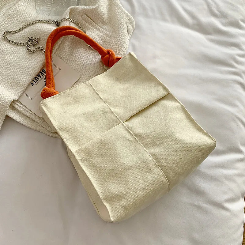 Retro Patchwork Canvas Tote Bag for Women