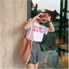 Casual Women Solid Canvas Shopping Tote Shoulder Bag