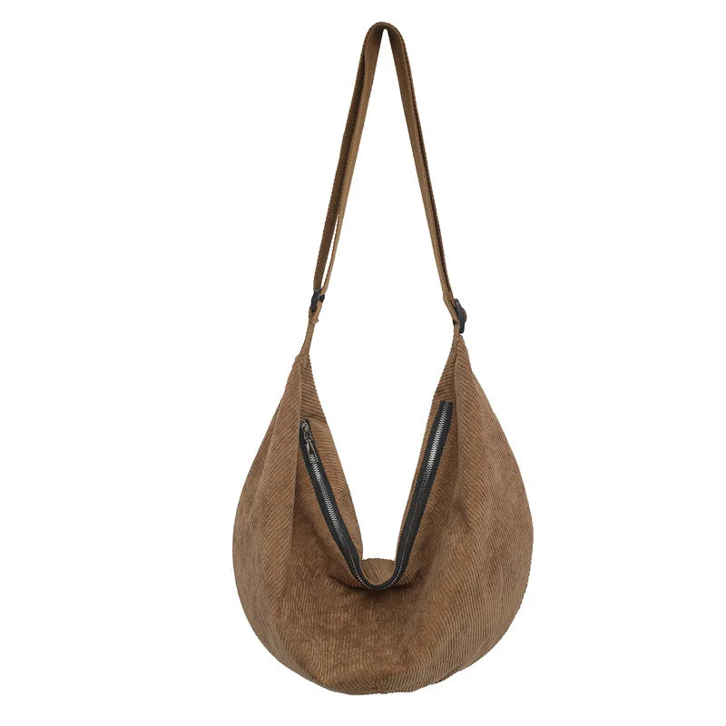Casual Canvas Shoulder Bag Large Capacity Dumpling Bag