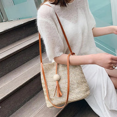 Casual One-shoulder Straw Bag Wild Bucket Bag Weave Handbag