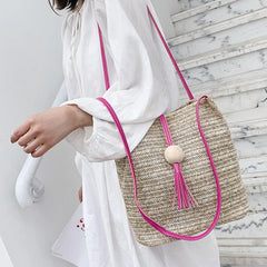 Casual One-shoulder Straw Bag Wild Bucket Bag Weave Handbag