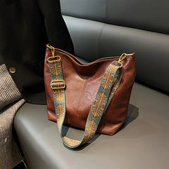 Retro Style Zipper Shoulder Bag, Large Capacity Crossbody Bag