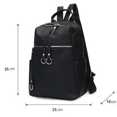 Casual PU Leather Backpack Large Capacity Dual Zipper Student Bag
